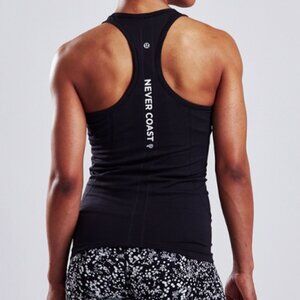 lululemon Run Swiftly Tech Racerback "Never Coast" in Black & White Size 6